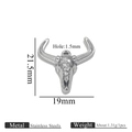 Polished silver stainless steel bull skull pendant charm for DIY jewelry making - Vintage Carved Style - 1031 - Steel Color (Horn Pendant - 1031 - Steel Color)