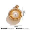 Detail view of 18K gold plated stainless steel pearl pendant showing 22mm x 19mm dimensions - Round Bowl Cradle (Pearl Pendant 6)