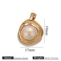 Macro detail of an 18K gold plated stainless steel pendant with white pearl inlay - Organic Wave Shape (Pearl Pendant 5)
