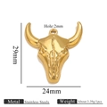 Pendente a testa di toro in acciaio inossidabile dorato lucido con dettagli dimensionali - Stile Testa di Toro Realistico - 1034 - Colore Oro (Ciondolo Corno di Toro - 1034 - Colore Oro)