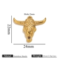 Ciondolo a testa di toro in finitura dorata con incisione tribale, gioielli in acciaio - Stile Corno Largo Inciso - 1036 - Oro (Ciondolo a Corno - 1036 - Oro)