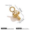 Colgante de hongo dorado en acero inoxidable con puntos de esmalte blanco 20 mm - Champiñón blanco con esmalte