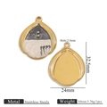 Colgante gota de acero dorado con resina jaspeada y detalle de perla, medida 32,5x24 mm - Degradado Negro (2689)