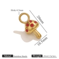 Colgante de hongo dorado en acero inoxidable con puntos rojos para joyería DIY - Champiñón rojo con esmalte
