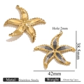 Colgante estrella de mar dorada con incrustación de mármol gris de acero inoxidable - Degradado Negro Blanco (2695)