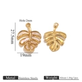 Colgantes de hojas de monstera vintage en acero inoxidable dorado e incrustación de nácar - Hoja con incrustación de concha (Dorado)