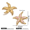Colgante de estrella de mar en acero inoxidable con esmalte rosa y blanco fino - Degradado Rosa Blanco (2695)