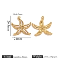Colgante estrella de mar de acero inoxidable dorado con nácar y medidas 26,5x24mm - Estrella de mar con incrustación de concha (Dorado)