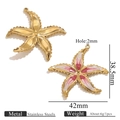 Colgante de estrella de mar de acero inoxidable en dorado y esmalte degradado rosa - Degradado Rojo Profundo Rosa Blanco (2695)