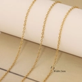 2mm golden 18k vacuum plated stainless steel O-chain with fine embossed texture detail - Embossed Cross Chain Only (Without Pendant) / 0.5mm / Gold