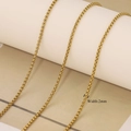 2mm golden stainless steel box chain necklace with highly polished venetian link finish - Square Artificial Pearl Chain Only (Without Pendant)