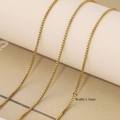 18k gold plated stainless steel 1.5mm box chain for DIY jewelry making and necklaces - Box Chain Only (Without Pendant)