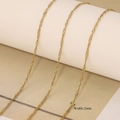 2mm wide 18k gold plated stainless steel singapore chain necklace with twist link design - Water Wave Chain Only (Without Pendant)