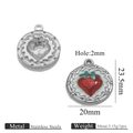 Stainless steel strawberry charm in silver and red enamel finish for jewelry making - 3D Strawberry Relief Style (Z2647S4)