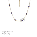 Collar de acero inoxidable dorado con cuentas de piedra azules y cadena ajustable 40cm - Collar / Azul Zafiro