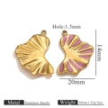 Gold and purple enamel ginkgo leaf stainless steel charms for DIY jewelry making - Purple