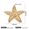 Colgante de estrella de mar en acero inoxidable dorado con perlas blancas - Gran Estrella de Mar Dorada