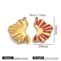 20x14mm Edelstahl-Gingko-Anhänger mit Gold-Finish und rotem Emaille-Detail für DIY - Rot