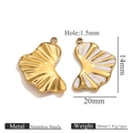 Ginkgoblatt-Anhänger aus Gold und weißer Emaille für DIY-Schmuck aus Edelstahl - Weiß
