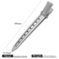 Detailed size parameters of stainless steel hair clip with 89mm length and 6.5mm width - 89x6.5mm Clip