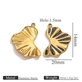 Vergoldete Ginkgo-Blatt-Anhänger aus Edelstahl mit Emaille, 20x14mm DIY Schmuckzubehör - Schwarz