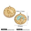 Stainless steel vintage garden flower pendant with teal enamel in coin style charm - Gold Leaf And Round Bead Combination Style (Z2647G3)