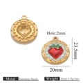 Stainless steel strawberry enamel pendant in gold finish for DIY jewelry making - Gold 3D Strawberry Relief Style (Z2647G4)