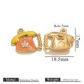 Goldener Edelstahl Vintage-Telefonanhänger mit orangem Emaille-Blumenmuster für DIY-Schmuck - Gold Orange Gelb Telefon