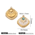 Golden stainless steel sunburst pendants with turquoise and enamel for jewelry making - Gold Square Radiating Sun Texture Style (Z2647G10)