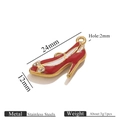 Red enamel high heel shoe pendant in stainless steel with gold bow for DIY jewelry making - High Heels - Red