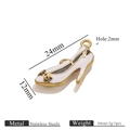 Golden stainless steel high heel shoe charm with black and white enamel finish 24x12mm - High Heels - White