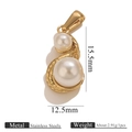 18K gold plated stainless steel double pearl pendant with fine woven texture detail - Double Pearl Design (Pearl Pendant 1)