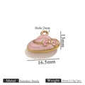 Pink sun hat pendant in stainless steel with bow and 16.5mm width dimension - Pink Hat