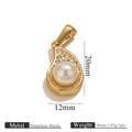 Water-drop 18K gold plated stainless steel pearl pendant with zircons for jewelry DIY - Teardrop with Rhinestones (Pearl Pendant 2)