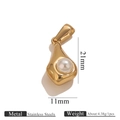 18K gold plated stainless steel teardrop pendant featuring a white round center pearl - Minimalist Teardrop (Pearl Pendant 3)