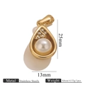 18K gold plated stainless steel teardrop pendant with white pearl and zircons - Teardrop with Line Rhinestones (Pearl Pendant 4)