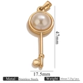18K gold-plated stainless steel key-shaped pendant with a white pearl accent - Key Shape Pendant (Pearl Pendant 9)