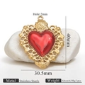 Detailed view of 18k gold-plated heart wing pendant with dimensions and weight data - Hollow Style Gold (Z2921G1)