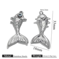 Ciondolo a forma di pesce koi in acciaio inox argento con occhio del male e altezza 33mm - Pesce Malocchio Tono Argento (33mmx18mm)