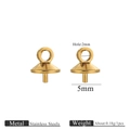 Golden stainless steel pearl cap pendant findings 5mm base with 2mm hole for jewelry DIY - Gold-5mm