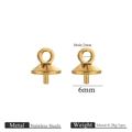 Golden stainless steel pearl cap and pin bail for DIY jewelry making 6mm - Gold-6mm