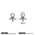 Silver stainless steel bead cap pendant connector for jewelry DIY with 2mm hole size - Steel-4mm