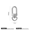 Silver stainless steel 34mm heart swivel lobster clasp for DIY jewelry making - Fine Polished / Steel