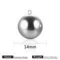 Polished silver stainless steel 14mm round ball pendant with small loop for DIY jewelry - Steel Color 14mm
