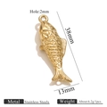 Ciondolo carpa koi in acciaio inossidabile dorato per gioielli fai da te, 38mm - Pesce Grande 3D (38mmx13mm)