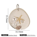 Pendentif en résine perle style océan avec coquillage et étoile de mer, bijoux inox - Étoile de Mer Dorée