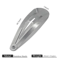 Stainless steel teardrop hair clip 48.5mm length for hairstyling and DIY accessory - 48.5mm Pointed Snap Clip