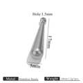 Polished silver stainless steel water drop charm pendant, size 17x5mm with 1.5mm hole - 5x17mm / Steel