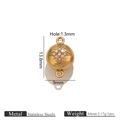 Gold stainless steel spherical magnetic clasp with star engraving and white rhinestones - Star Gold Round Magnetic Clasp