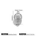 Silver stainless steel rose magnetic clasp for jewelry making with star pattern - Carved Flower Silver Magnetic Clasp